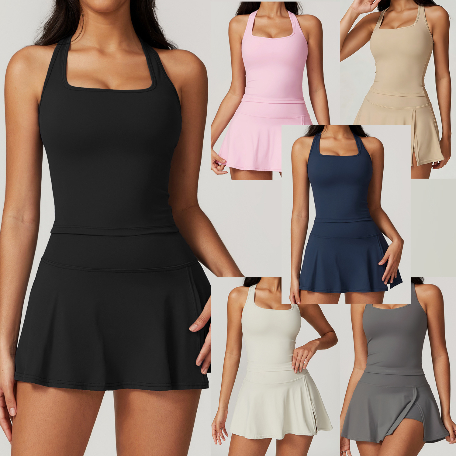 V Neck Cami Top - فساتين تنس من قطعتين للنساء مع