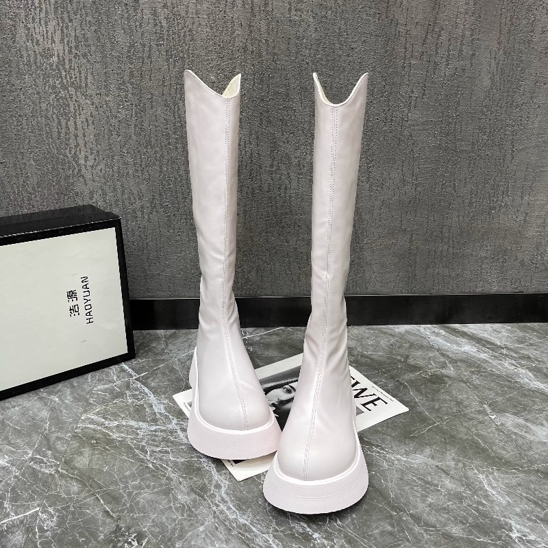 Women'S Fashion Knee High Boots - أحذية نسائية جديدة بسيطة بلون واحد