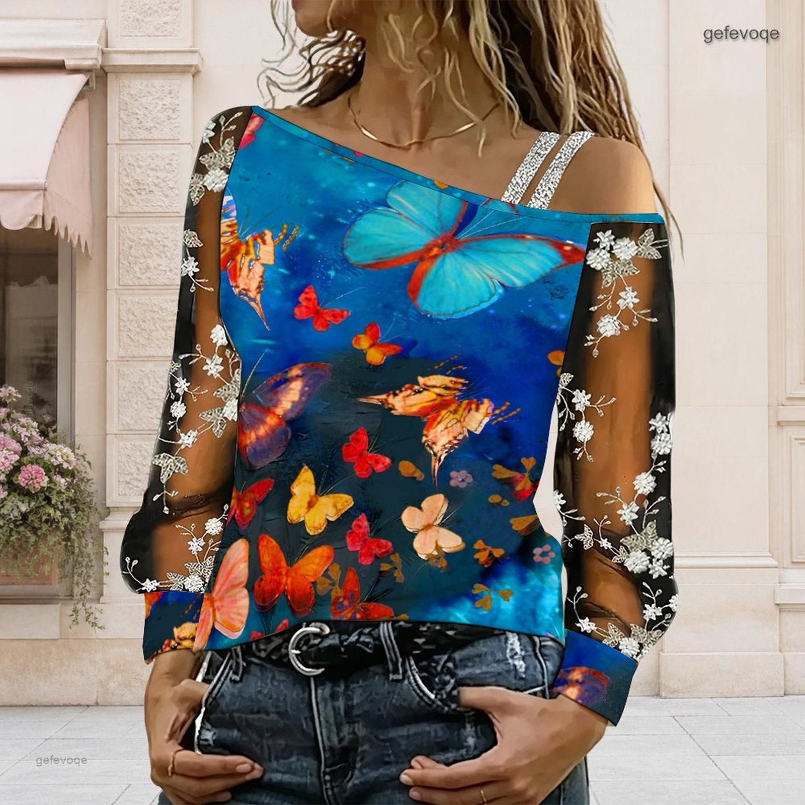 Off Shoulder Top - بلوزة نسائية مكشوفة الكتفين، توب غير
