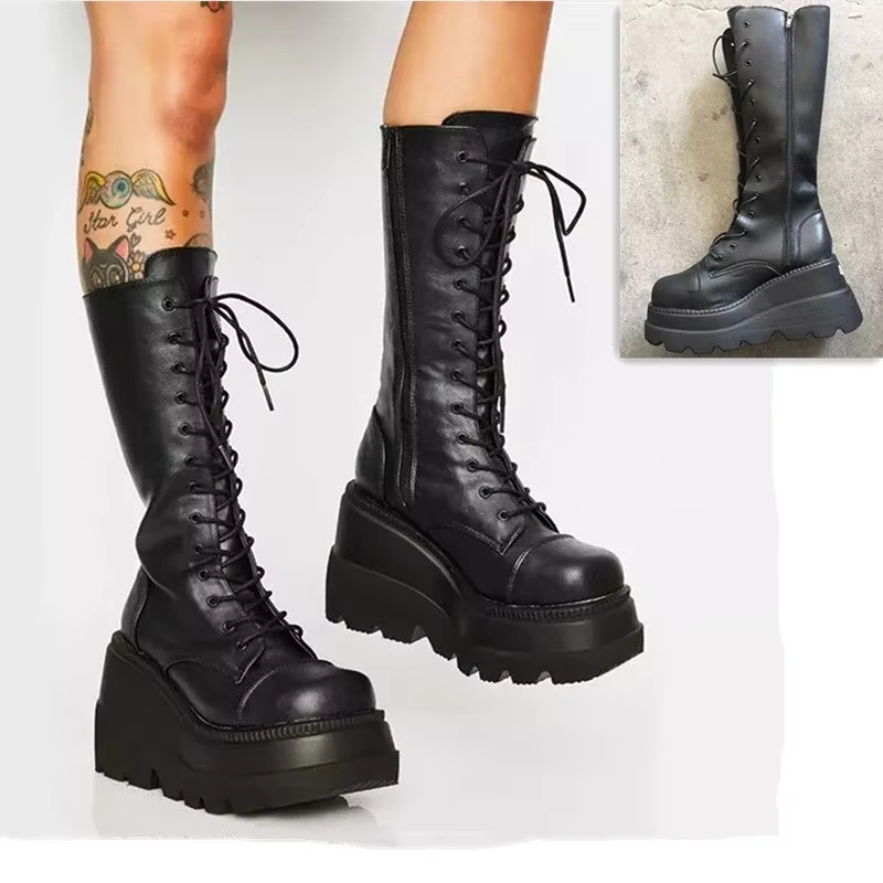 Women'S Fashion Knee High Boots - أحذية نسائية ذات نعل سميك، أحذية