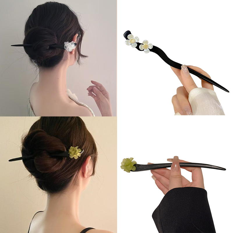 Women Fashion Hair Style - خمر النمط الصيني زهرة خشبية الشعر