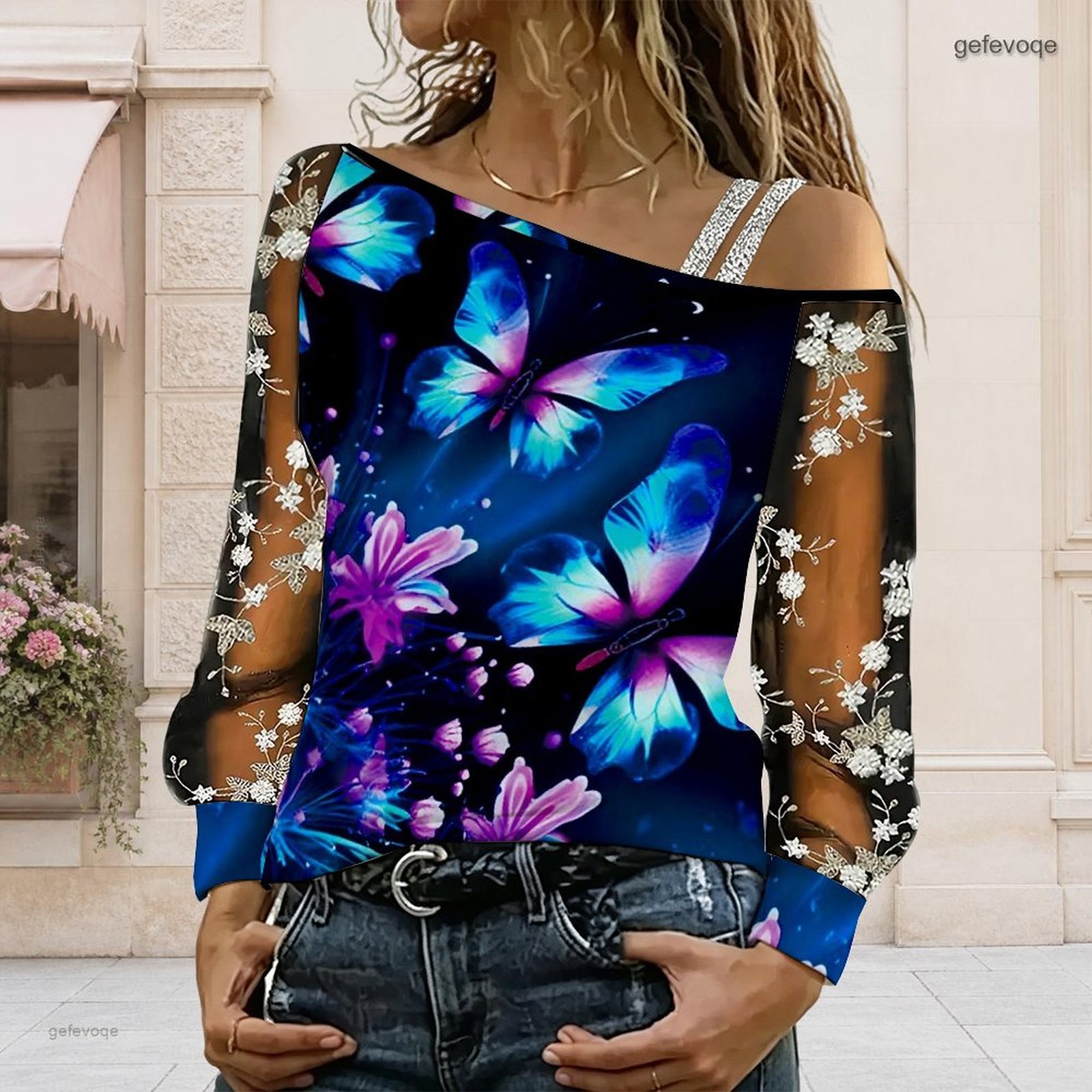 Off Shoulder Top - بلوزة نسائية مكشوفة الكتفين، توب غير