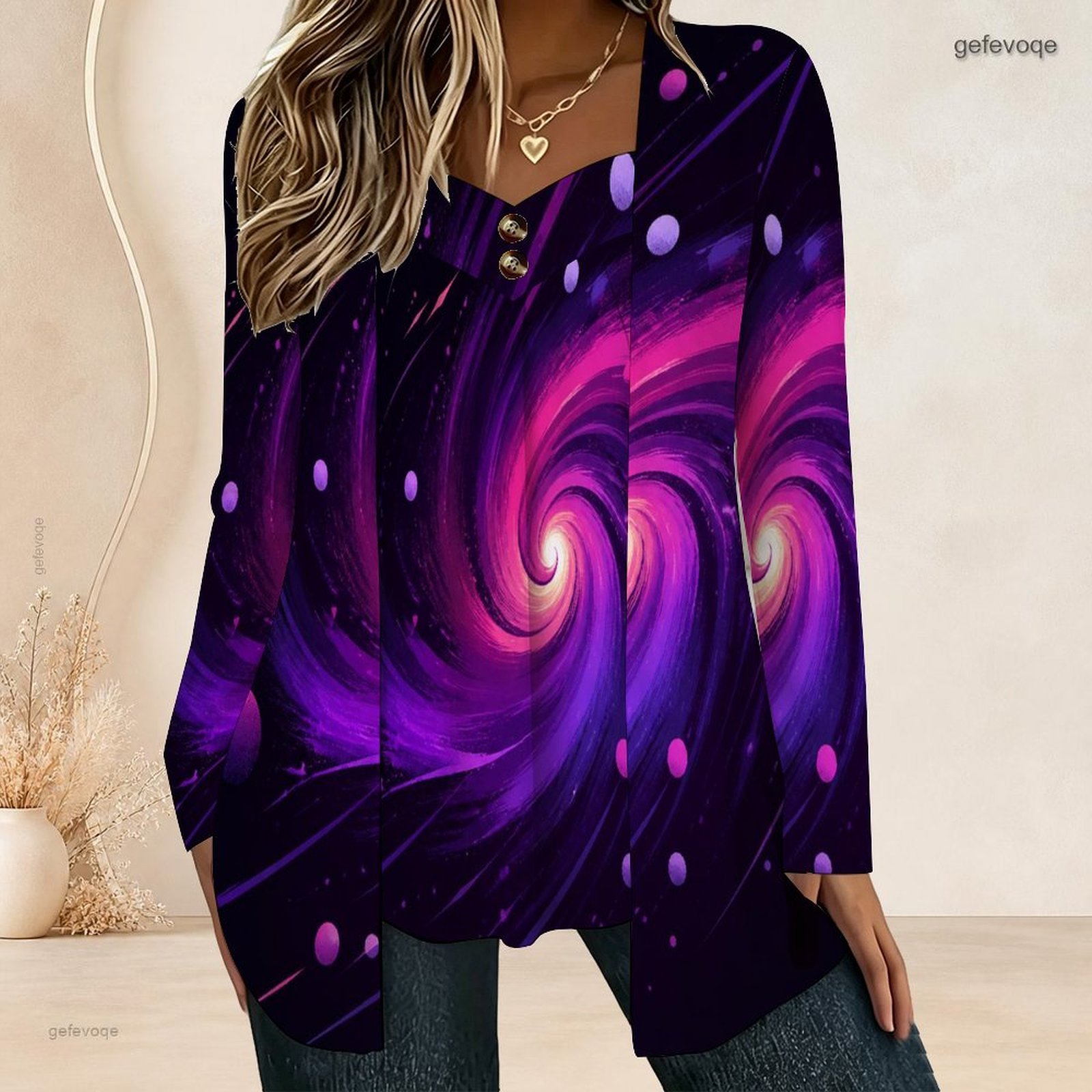 V Neck Cami Top - بلوزة نسائية بأكمام طويلة بتصميم قطعتين