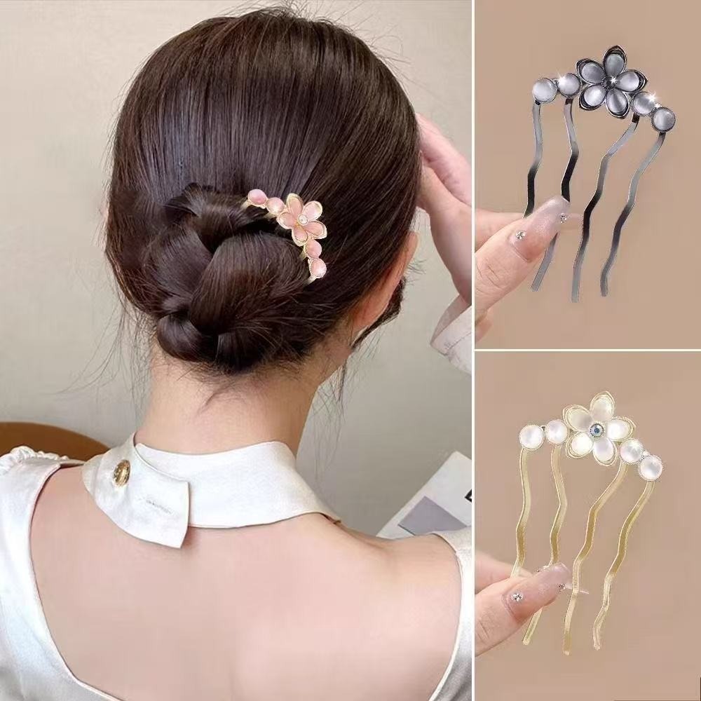 Women Fashion Hair Style - 1/3 قطعة أنيقة الأزهار MetalPearl جوهرة