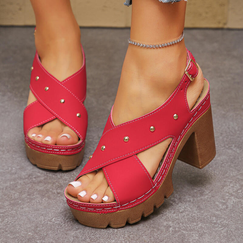 Women'S Fashion Spring Summer 2026 - خمر سوبر عالية الكعب عبر حزام