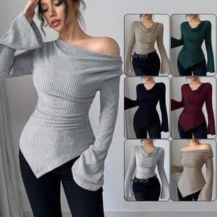 بلوزة نسائية بأكمام طويلة بلون - مراجعة Off Shoulder Top وسعره