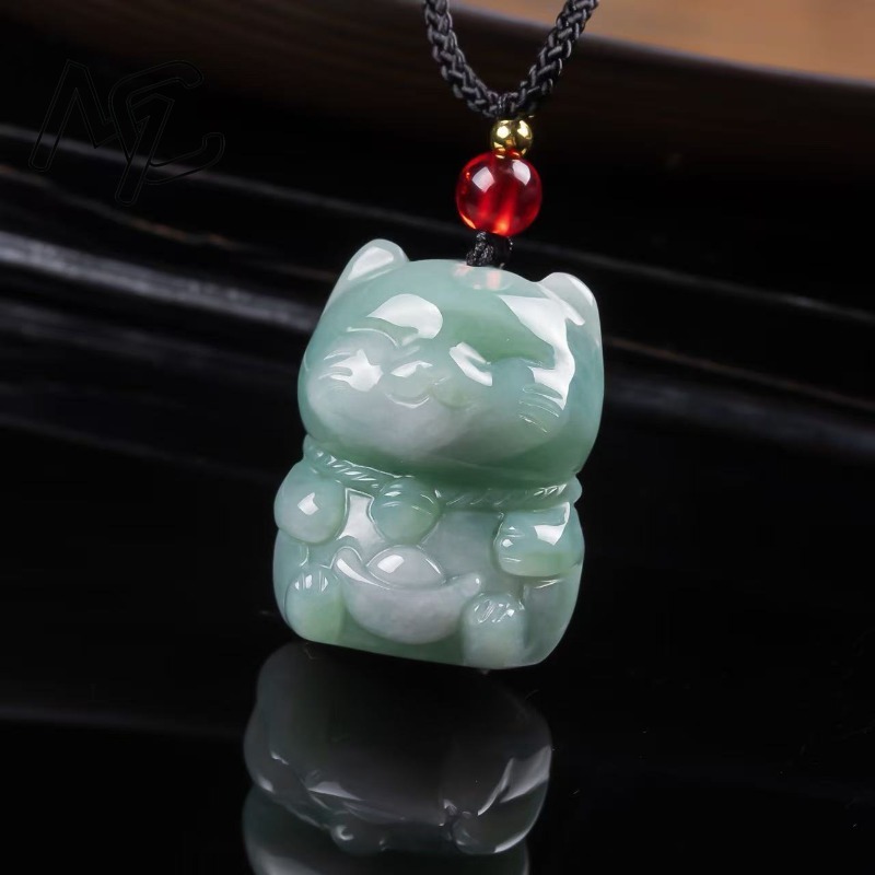 قلادة قطة الحظ من اليشم الزمرد - مراجعة Women Fashion Necklace وسعره