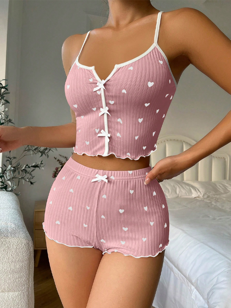 طقم بيجامة نسائي جديد 2026 بطب - مراجعة V Neck Cami Top وسعره