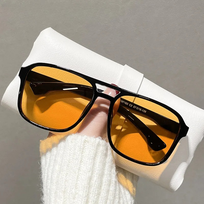 نظارات شمسية مربعة بجسر مزدوج  - مراجعة Women Fashion Glasses وسعره