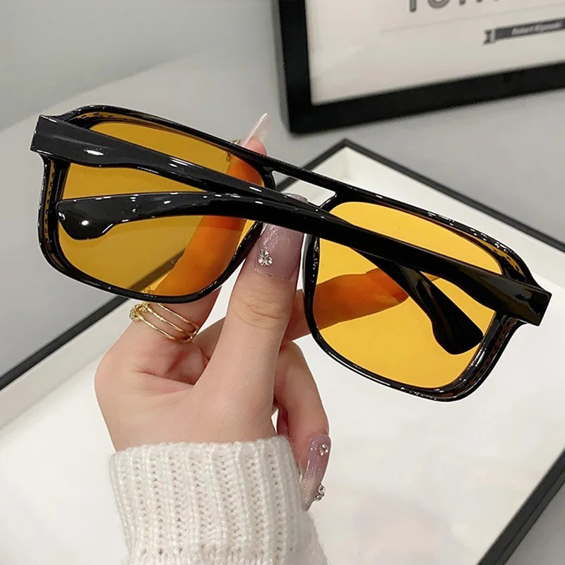 نظارات شمسية مربعة بجسر مزدوج  - مراجعة Women Fashion Glasses وسعره
