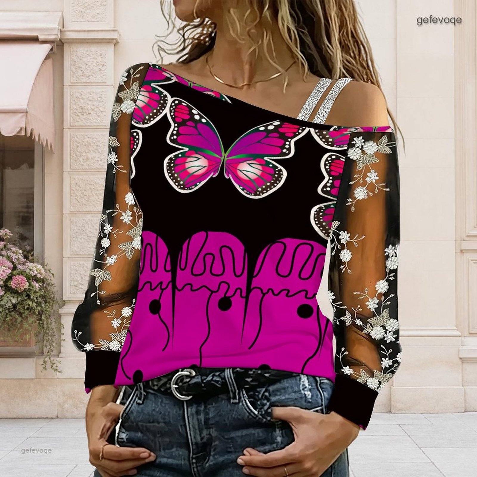 بلوزة نسائية مكشوفة الكتفين، ت - مراجعة Off Shoulder Top وسعره
