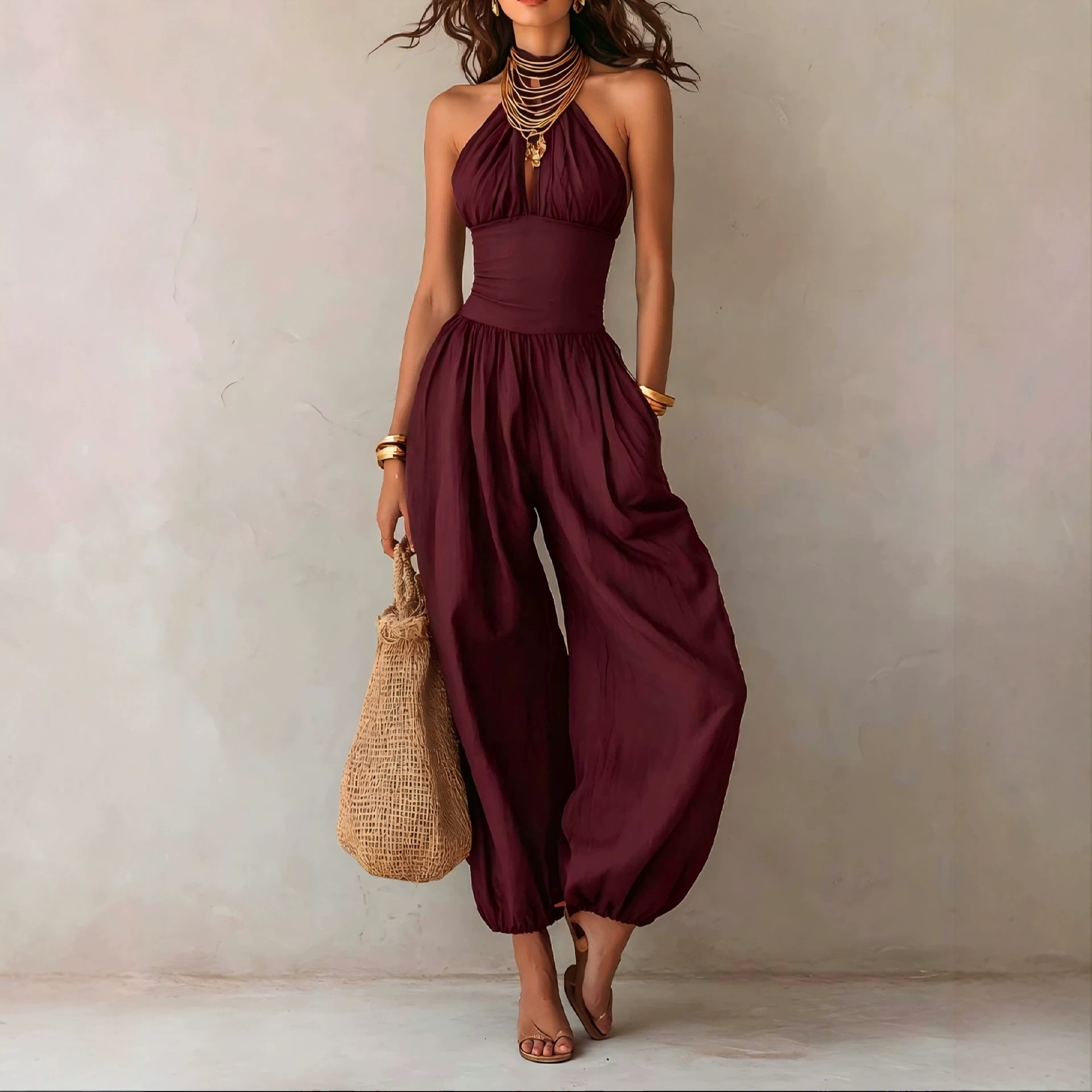 جمبسوت نسائي صيفي ضيق بياقة رس - مراجعة Women'S Fashion Overalls وسعره