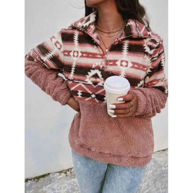 جاكيت أمازون بنمط هندسي بأكمام - مراجعة Women'S Fashion Jackets Amazon وسعره