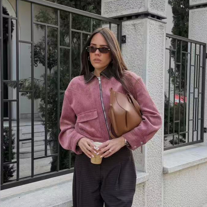 جاكيت Suninbox ريترو وردي قصير - مراجعة Sherpa Coat Women وسعره