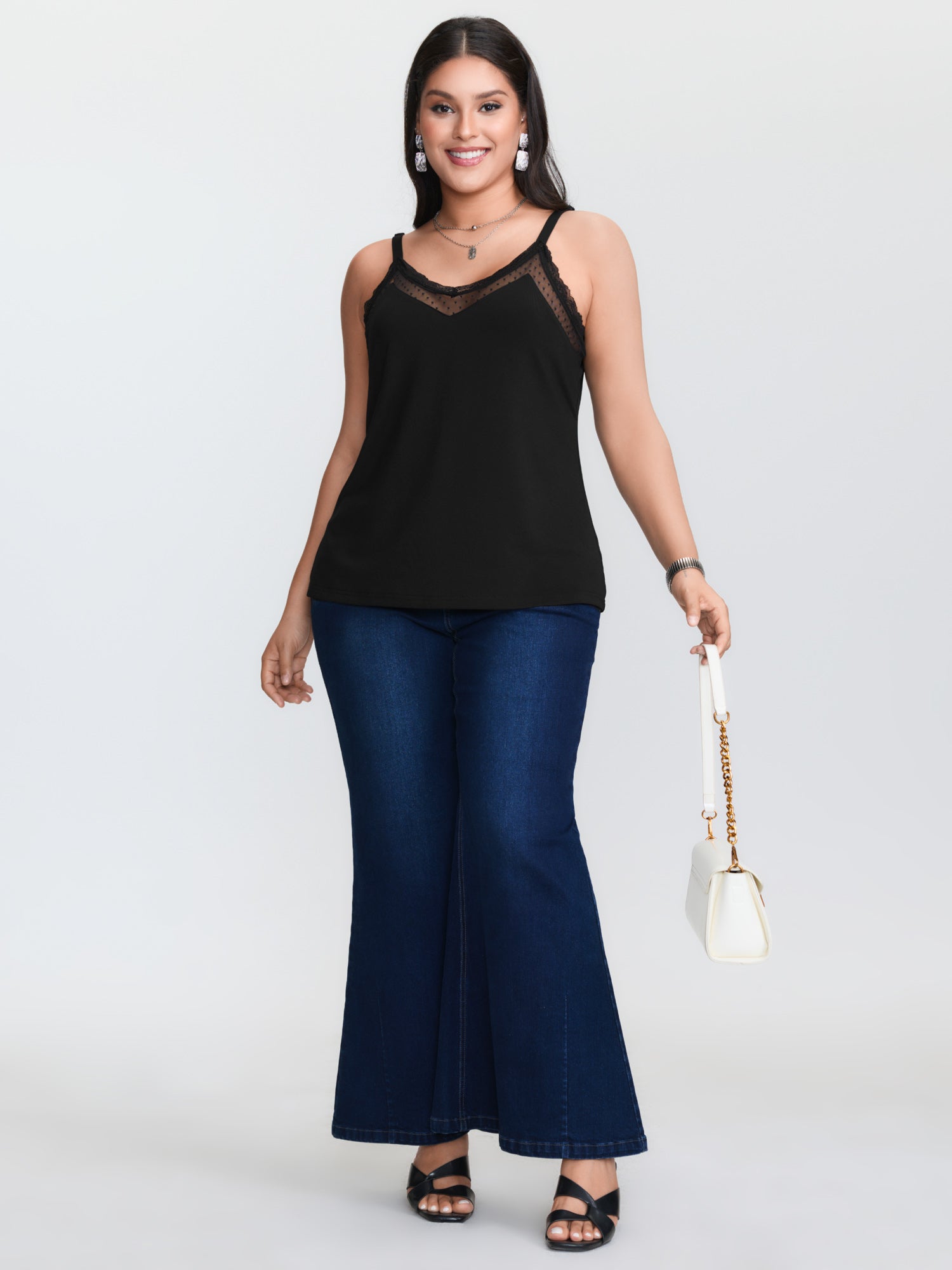بلوزة كاميسول سوداء محبوكة بمق - مراجعة V Neck Cami Top وسعره
