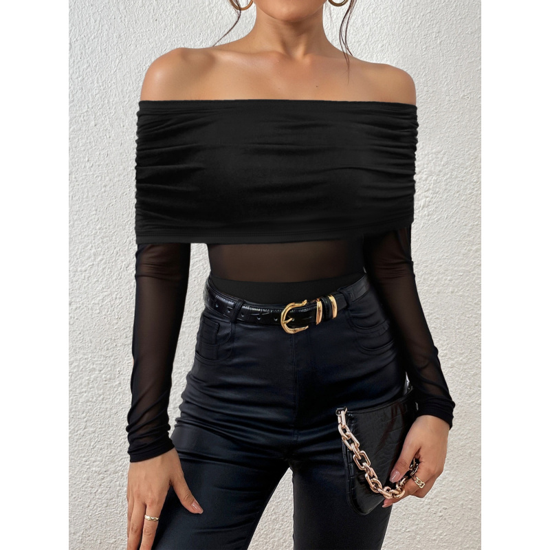 تي شيرت بأكمام طويلة مكشوف الأ - مراجعة Off Shoulder Top وسعره