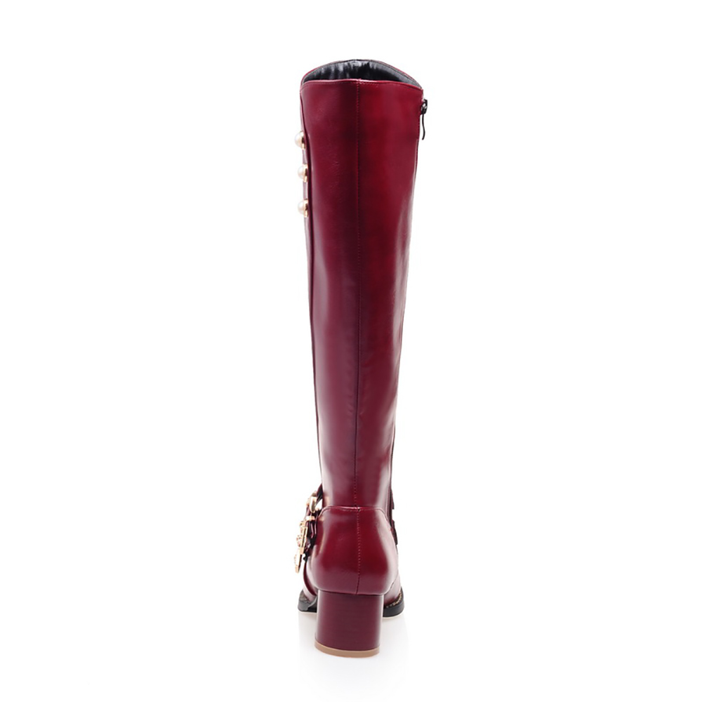 Brand New موضة الأحمر الأسود ا - مراجعة Women'S Fashion Knee High Boots وسعره