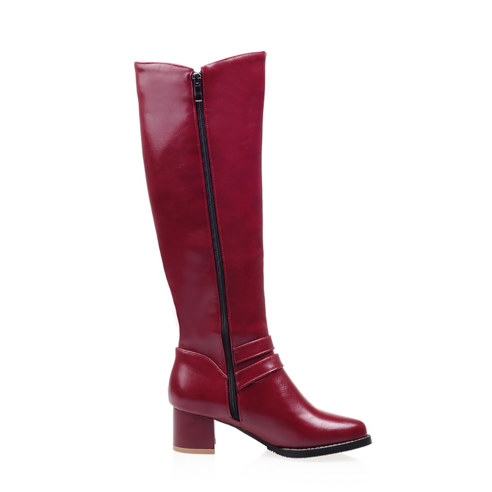 Brand New موضة الأحمر الأسود ا - مراجعة Women'S Fashion Knee High Boots وسعره