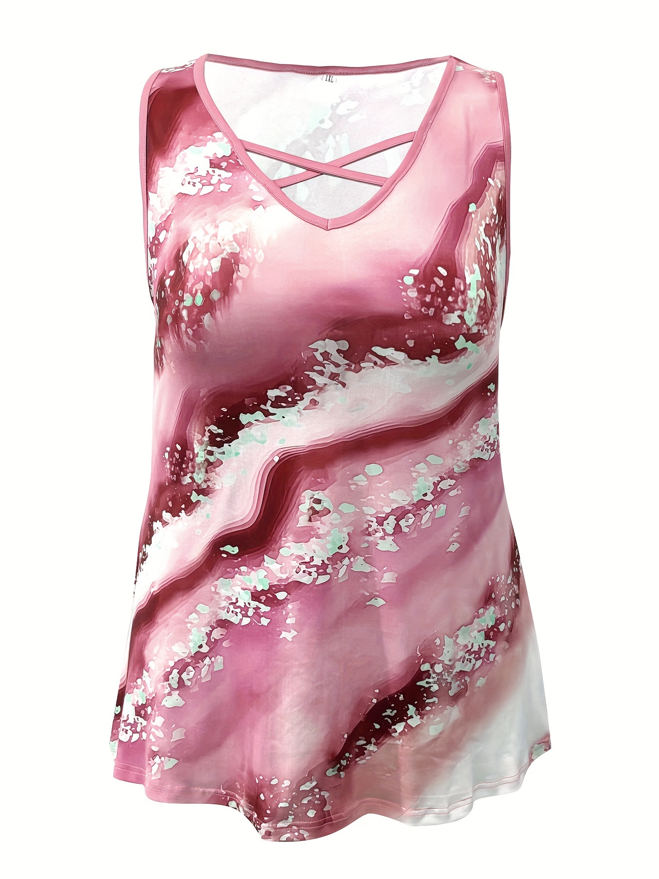 حجم كبير طباعة الرخام تانك الأ - مراجعة V Neck Cami Top وسعره