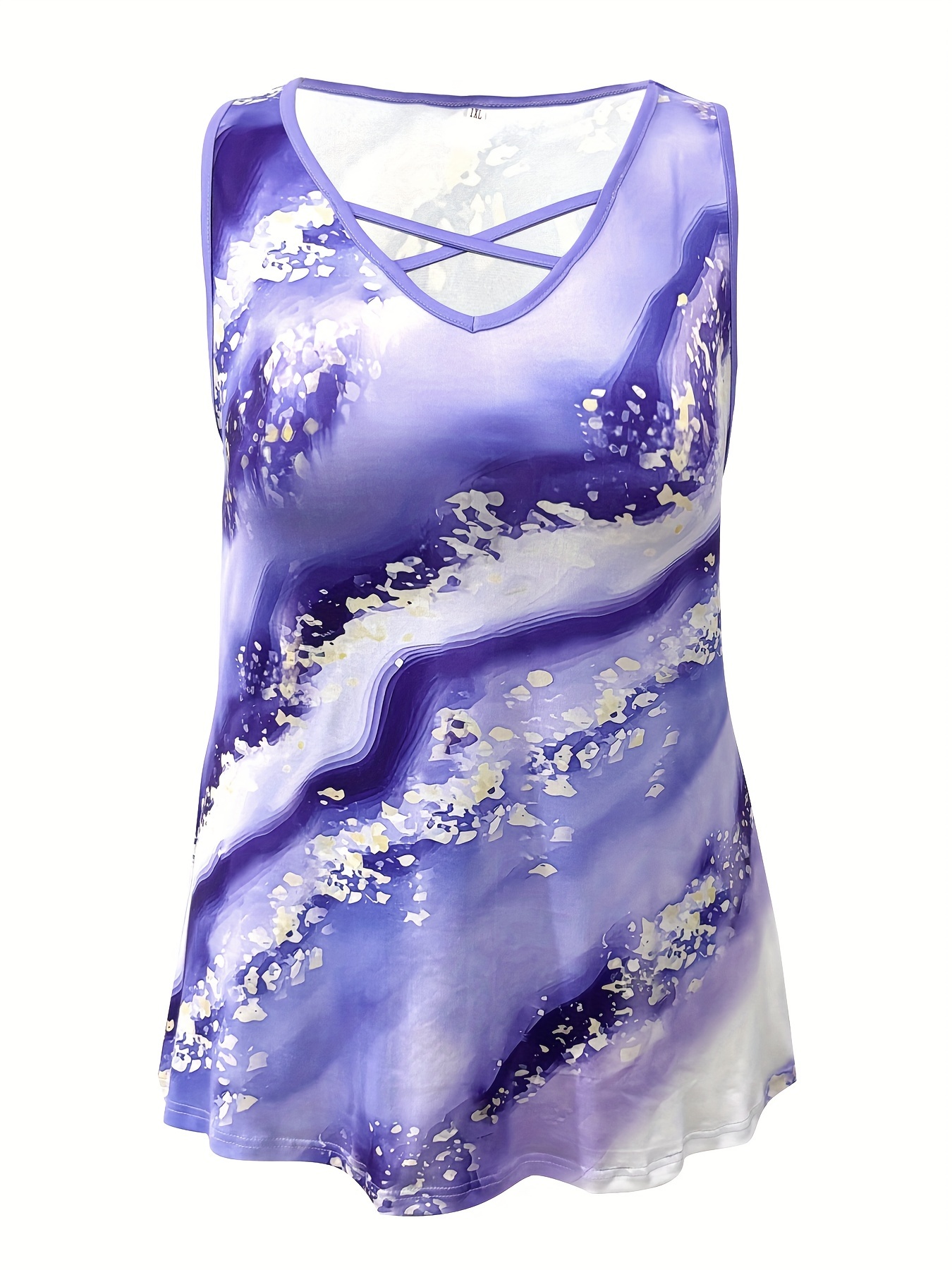حجم كبير طباعة الرخام تانك الأ - مراجعة V Neck Cami Top وسعره